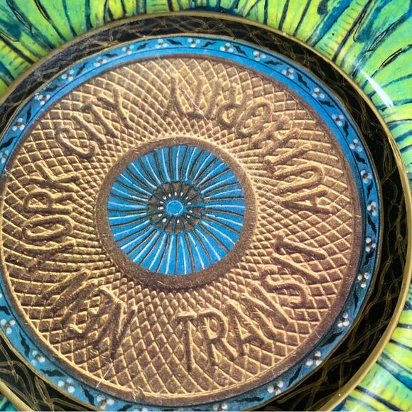 DURWIN RICE Artist Signed Glass Decoupage New York Transit Plate 8 inch - Picture 2 of 7